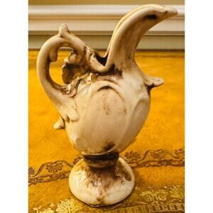 Creations of Capidomonte VTG Cream Brown Pitcher Made in Italy